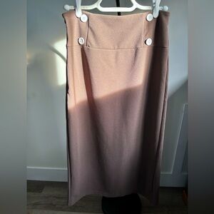 SHEIN Tan Pencil Skirt with Button Accents